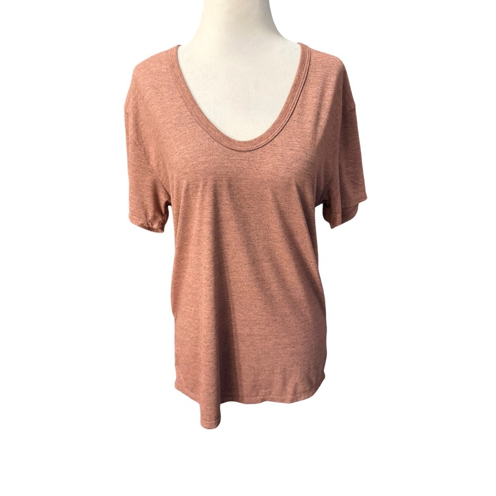 AG Adriano Goldschmied Womens Ash Rose Heathered Scoop Neck Tee Small NEW